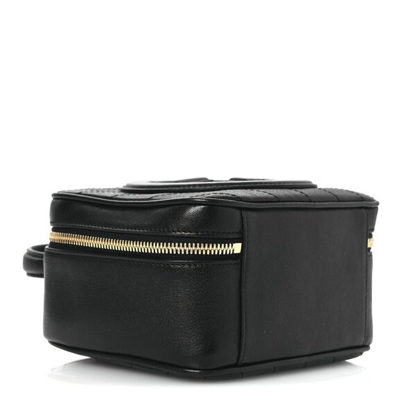 Gucci Sakai Be Green Calfskin Diagonal Stitched Blondie Top Handle Bag Black - Picture 3 of 4